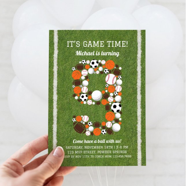 9. Geburtstagsfeier Einladung (Sports 9th Birthday Invitation)