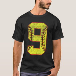 9. Geburtstagsfeier Neun 9 Jahre alter Softball-Ta T-Shirt