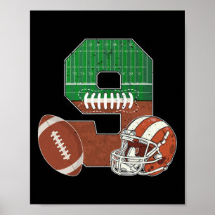 9. Geburtstagsfußball Thema 9 Jahre Altes Party Poster