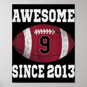 9. Geburtstagsfußballspieler 9 Jahre alt Vintag R Poster