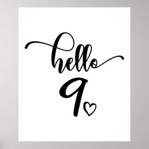 9. Geburtstagskinder Hallo Neun Niedlichen 9 Jahre Poster