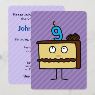 9. Geburtstagskuchen mit Kerzen Einladung