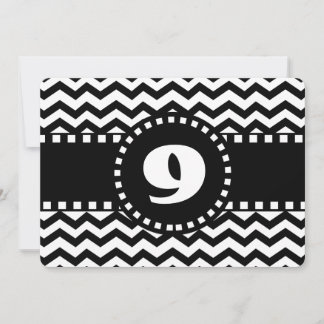 9. Geburtstagsparty Black and White Zickzack W09B Einladung