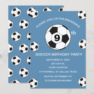9. Geburtstagsparty Fußball Blue Boys Sport Einladung
