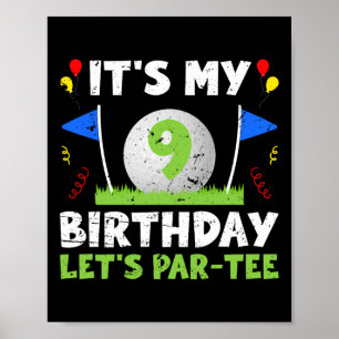 9. Geburtstagsparty Golf Boy 9 Jahre alt Golfer Poster