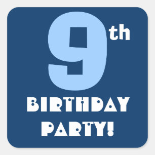 9. Geburtstagsparty Navy und Baby Blue Quadratischer Aufkleber