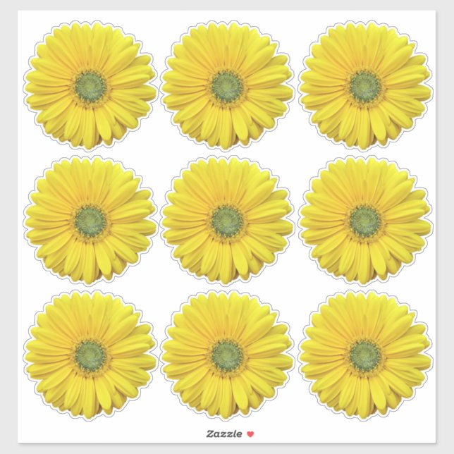 9 Gelbe Gerber Daisy Blume Kiss-Cut Stickers Aufkleber (Blatt)