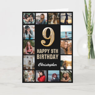 9. Glückwunsch zum Geburtstag Schwarz und Gold Fot Karte