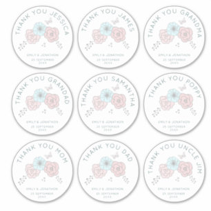 9 Grosser Name dank Blume Hochzeit Aufkleber