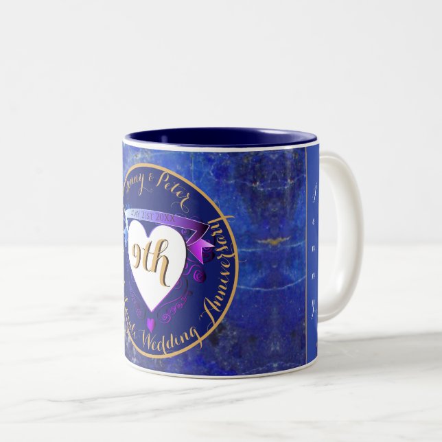 9. Hochzeit Jubiläum Lapis Lazuli Color Zweifarbige Tasse (VorderseiteRechts)