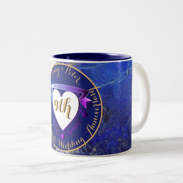 9. Hochzeit Jubiläum Lapis Lazuli Color Zweifarbige Tasse (VorderseiteRechts)