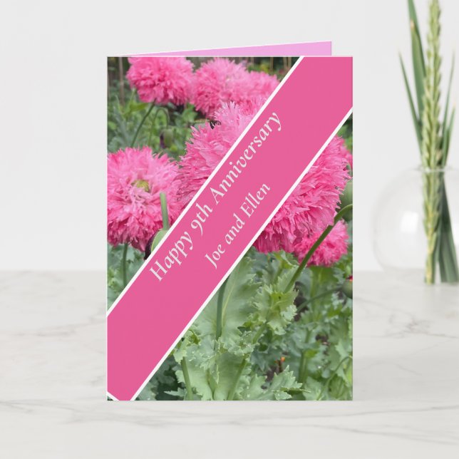 9. Hochzeitstag, Mohn Karte (Vorderseite)