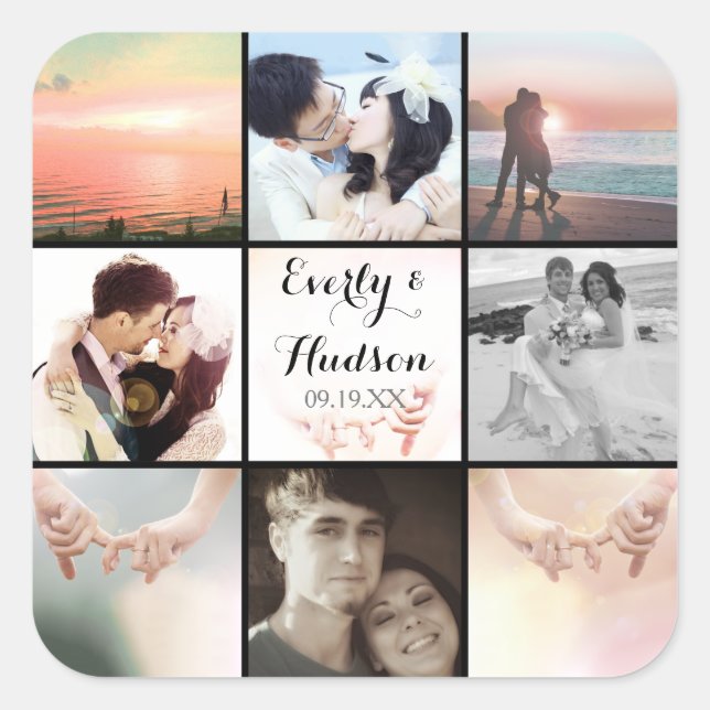 9 Ihrer Instagram-Fotos hier Quadratischer Aufkleber (Vorderseite)