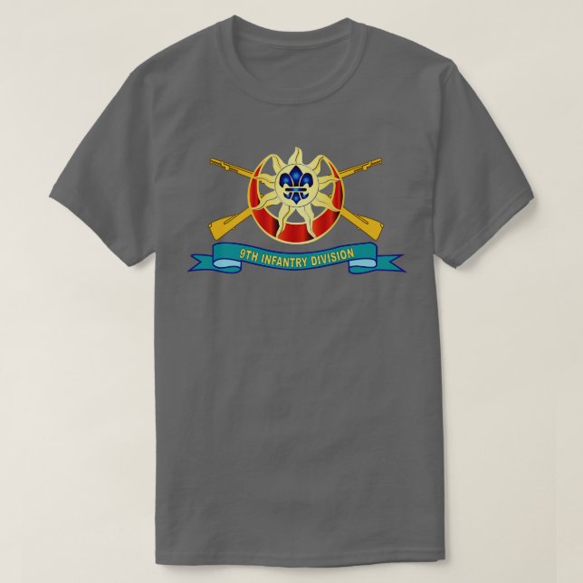 9. Infanterie-Division w Br DUI Ribbon X T-Shirt (Design vorne)