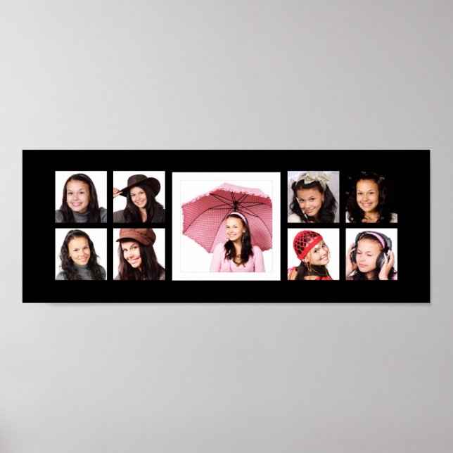 9 Instagram-Fotos mit großem Mittelbild Poster (Vorne)