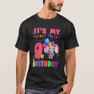 9 Jahre alt 9. Geburtstag Elefanten Mädchen Phanta T-Shirt