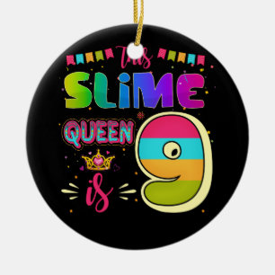 9 Jahre alt 9. Geburtstag Slime Queen Girl Party Keramik Ornament