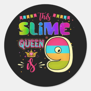 9 Jahre alt 9. Geburtstag Slime Queen Girl Party Runder Aufkleber