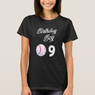 9 Jahre alt Baseball Geburtstagsparty Boys Kinder  T-Shirt