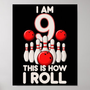 9 Jahre alt Bowling Party 9. Geburtstag ist, wie i Poster