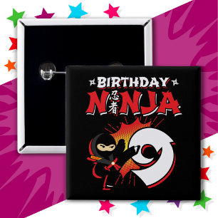 9 Jahre alt Comic Book Style Ninja 9. Geburtstag Button