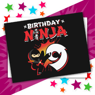 9 Jahre alt Comic Book Style Ninja 9. Geburtstag Postkarte