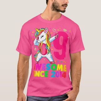 9 Jahre alt Einhorn Dabbing 9. Geburtstag Girl Uni T-Shirt