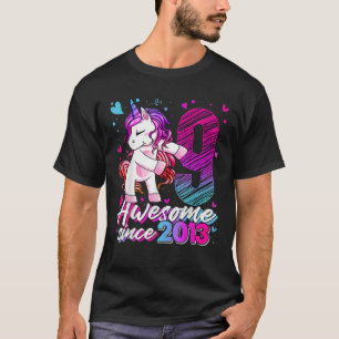 9 Jahre alt Einhorn Flossing 9. Geburtstag Mädchen T-Shirt