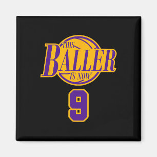 9 Jahre alt Geburtstag Basketball Baller Lila und Magnet