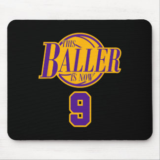 9 Jahre alt Geburtstag Basketball Baller Lila und Mousepad