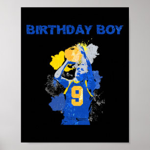 9 Jahre alt Geburtstag Junge blau und gelb Basketb Poster