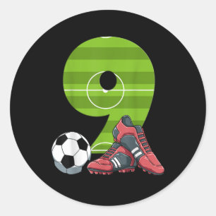 9 Jahre alt Geschenke Dabbing Junge Fußball Player Runder Aufkleber