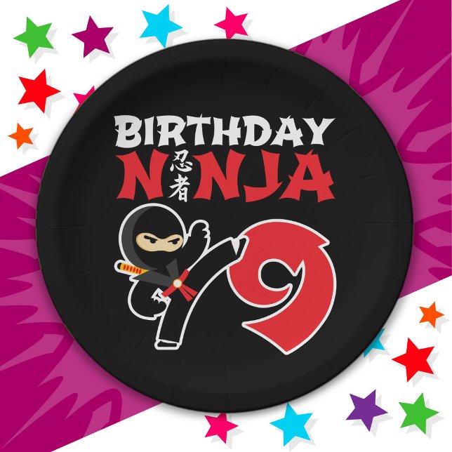 9 Jahre alt Karate Ninja Party Kinder 9. Geburtsta Pappteller (Von Creator hochgeladen)