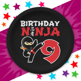 9 Jahre alt Karate Ninja Party Kinder 9. Geburtsta Pappteller