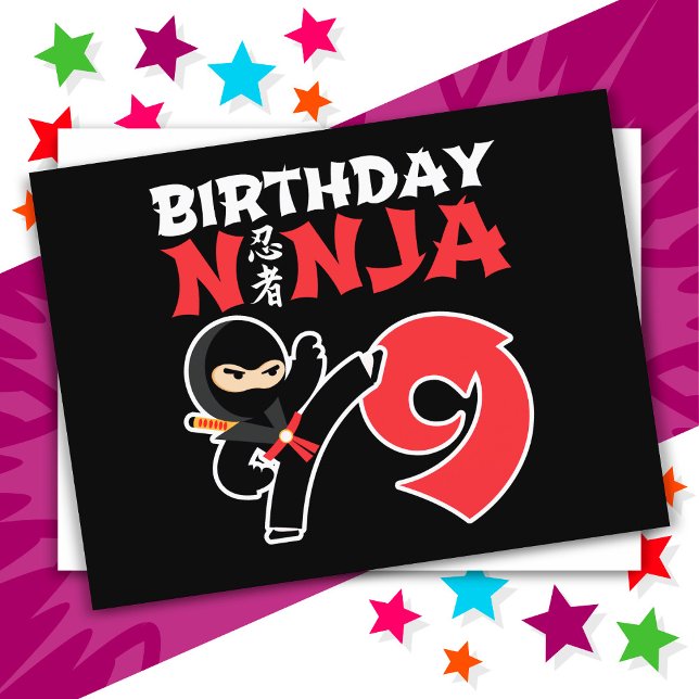 9 Jahre alt Karate Ninja Party Kinder 9. Geburtsta Postkarte (Von Creator hochgeladen)