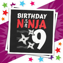 9 Jahre alt Ninja Party Stars Kinder 9. Geburtstag Serviette