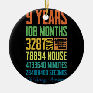 9 Jahre alte Geschenke 9. Geburtstag Shirt Vintag Keramik Ornament