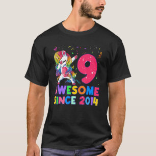 9 Jahre alte Geschenke Dabbing Einhorn Regenbogen  T-Shirt