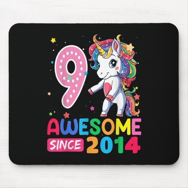 9 Jahre Alte Geschenke Girls Teens Flossing Einhor Mousepad (Vorne)