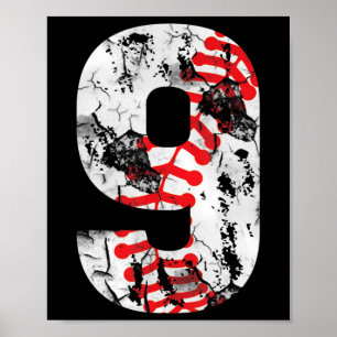 9 Jahre alte Geschenke Nr. 9 Baseball 9. Geburtsta Poster