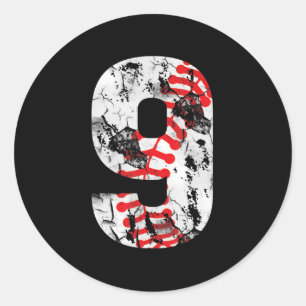 9 Jahre alte Geschenke Nr. 9 Baseball 9. Geburtsta Runder Aufkleber