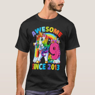 9 Jahre alte Mädchen Teens Flossing Einhorn 9. Geb T-Shirt