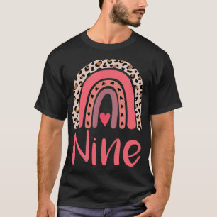 9 Jahre alter Leopard Rainbow Geburtstagsparty Nie T-Shirt