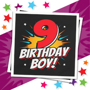 9 Jahre alter Superheld zum Geburtstag Junge 9. Ge Serviette