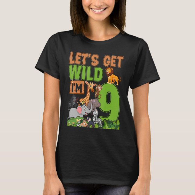 9 Jahre alter Zoo Birthday Safari Jungle Tier 9th  T-Shirt (Vorderseite)