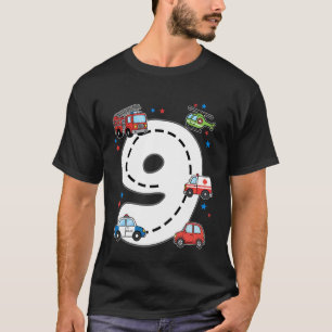 9 Jahre altes Geburtstagskind Krankenwagen Feuerwe T-Shirt