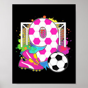 9 Jahre altes Geburtstagsmädchen 9. Geburtstag Fuß Poster