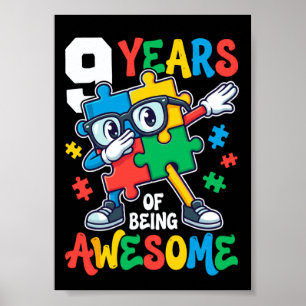9 Jahre Awesome 9. Geburtstag Dabbing Puzzle Poster