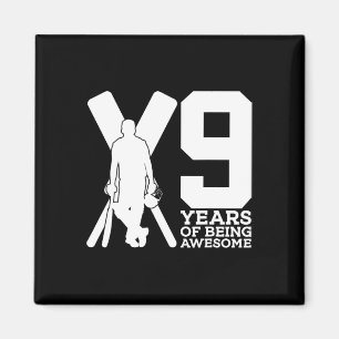 9 Jahre Awesome Cricket 9. Geburtstag Magnet