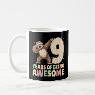 9 Jahre Awesome Dabbing Faultier 9. Geburtstag Kaffeetasse
